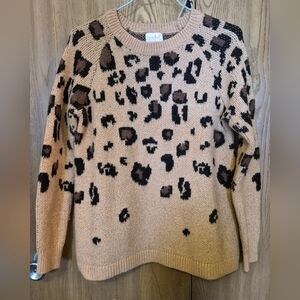 Isabel Maternity Leopard Cheetah Anima Sweater XS Knit Crew Neck Pullover